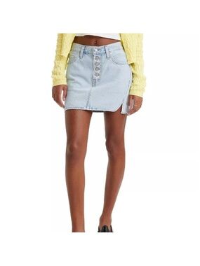 Levi's Twisted Icon Light Blue Button-Front Denim Mini Skirt Size 30 NWOT